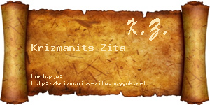 Krizmanits Zita névjegykártya