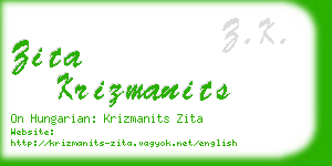 zita krizmanits business card